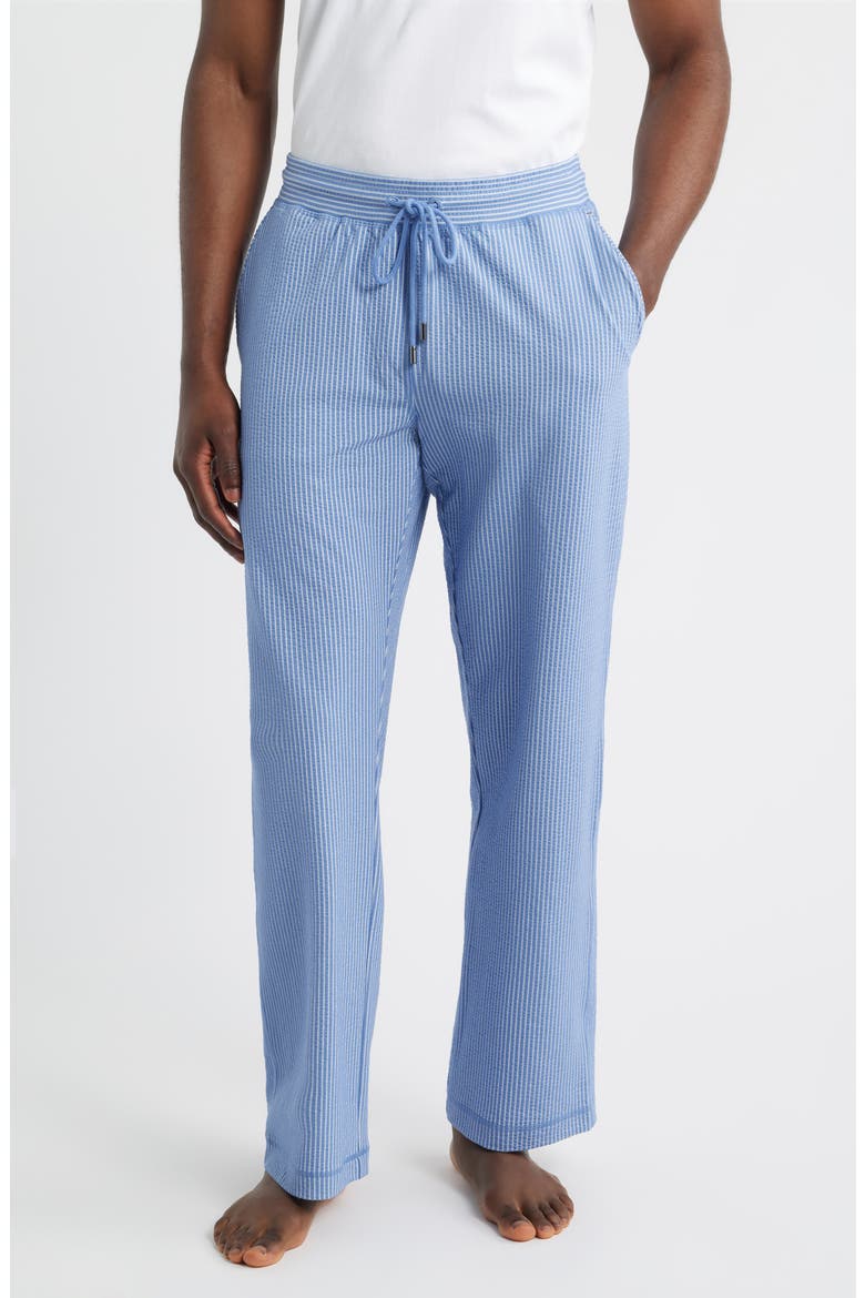 Pinstripe Seersucker Pajama Pants, Main, color, BLUE STRIPE