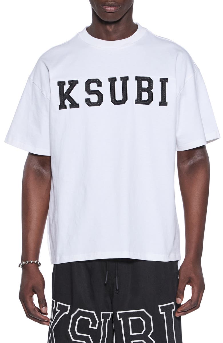 Ksubi Touchdown Appliqué T-Shirt, Main, color, Off White