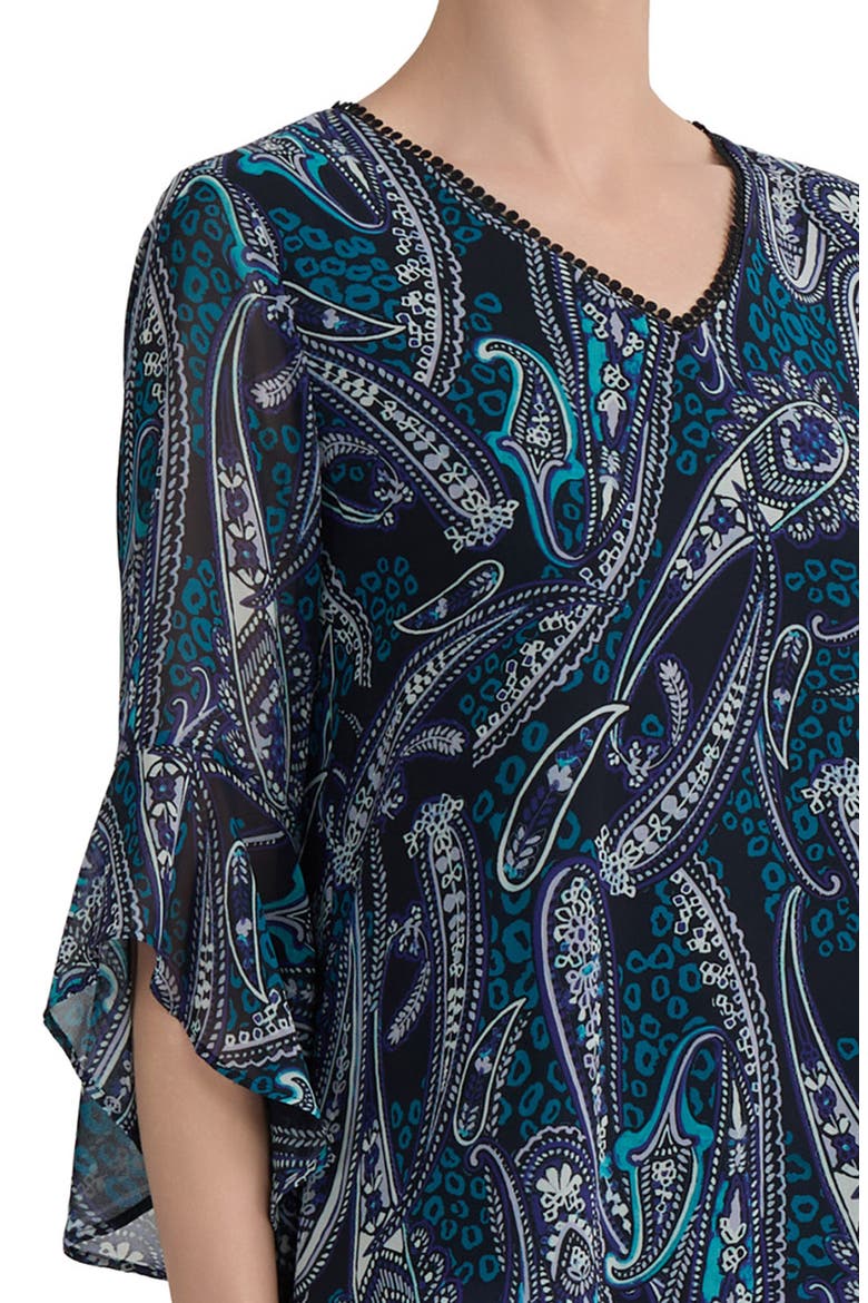 Print Ruffle Sleeve Top, Alternate, color, BLACK MULTI