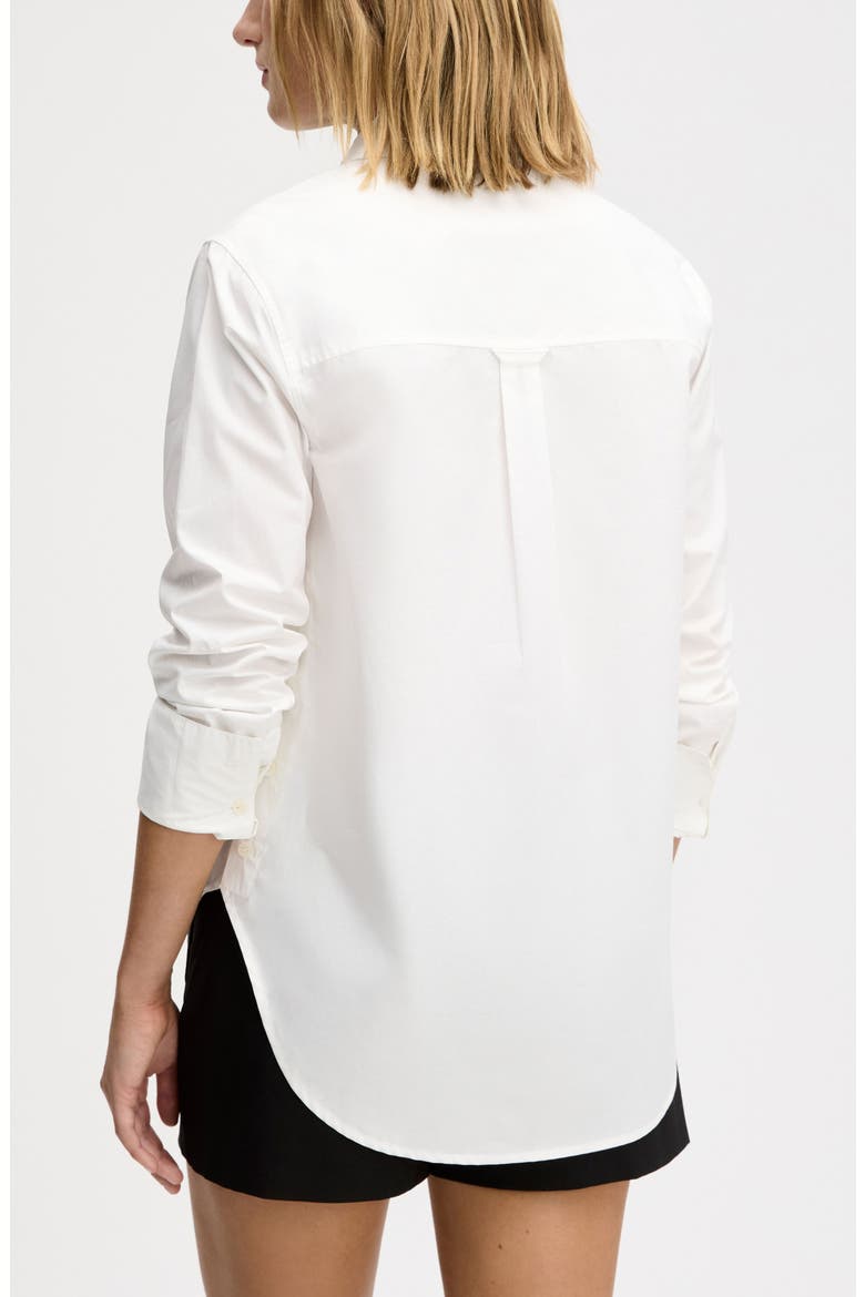 Side Button Cotton Poplin Button-Up Shirt, Alternate, color, BRIGHT WHITE