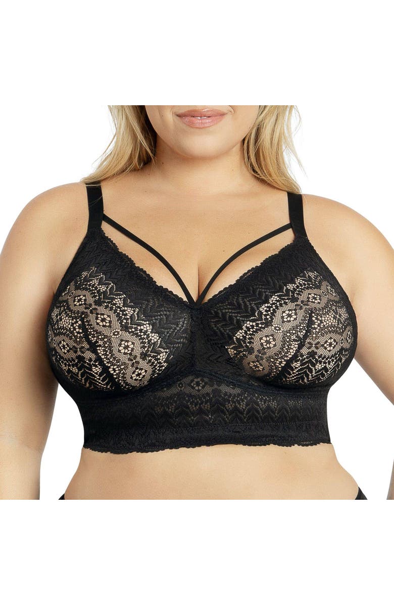 Parfait Mia Wire-Free Padded Lace Bralette, Alternate, color, Black