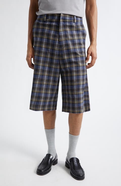 Gender Inclusive Check Cotton Blend Shorts