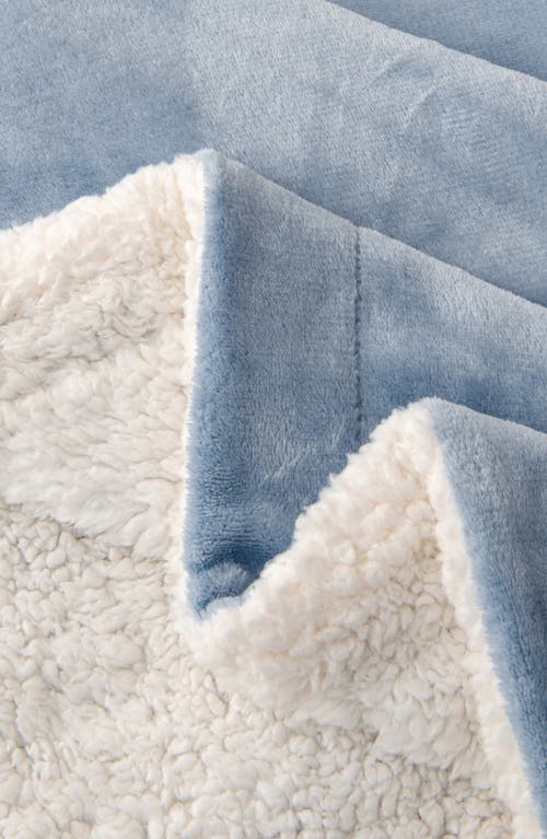 Woven & Weft Reversible Faux Shearling Throw Blanket In Blue