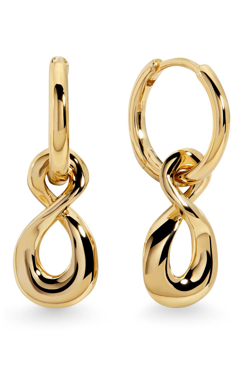 Infinity Huggie Hoop Earrings, Main, color, 18CT GOLD VERMEIL