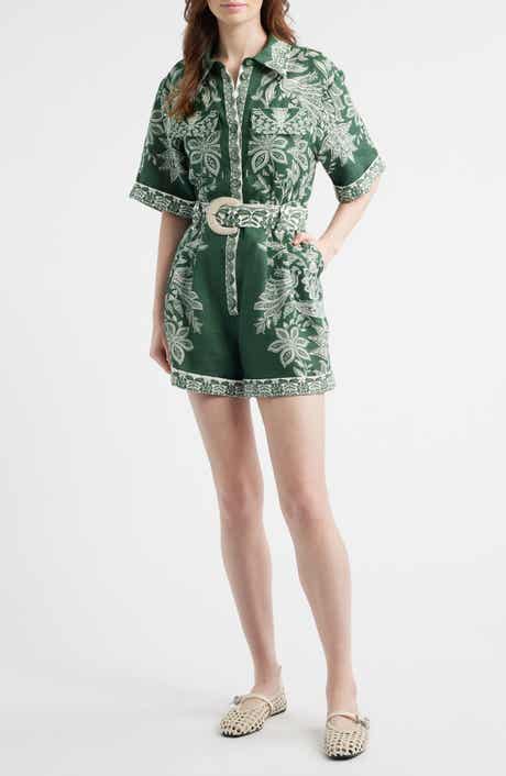 Miranda Belted Linen Utility Romper