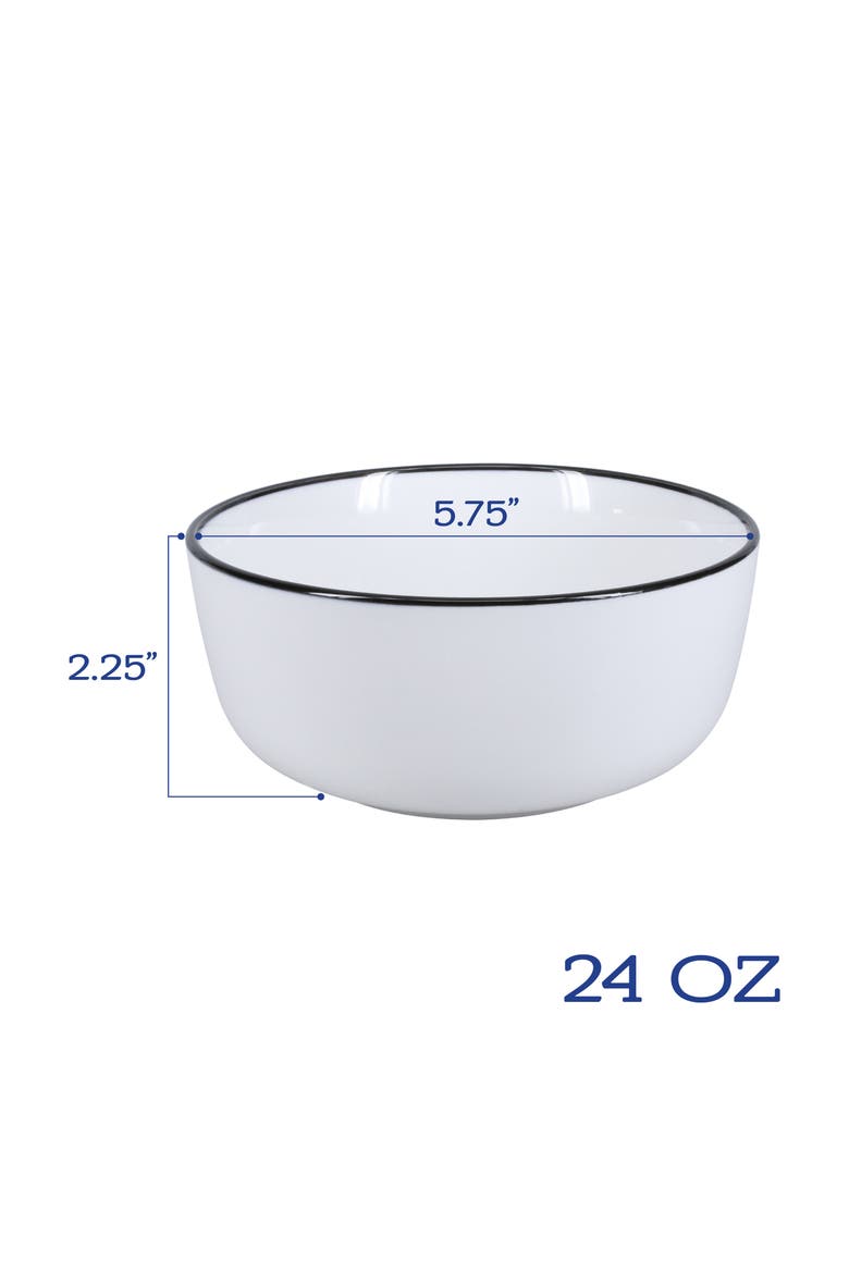 Set of 4 Silhouette Porcelain Soup/Cereal Bowls, Alternate, color, WHITE W/BLACK