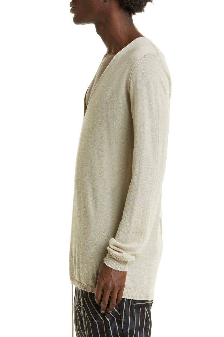 Oversize Deep V-Neck Cashmere Sweater, Alternate, color, PEARL