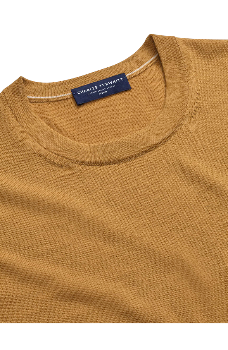 Charles Tyrwhitt Merino Crew Neck Sweater, Alternate, color, Camel