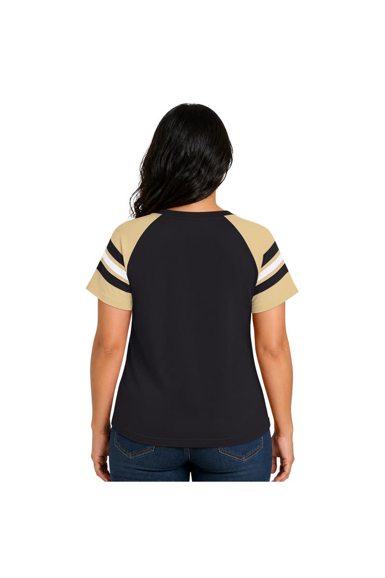 Women's Starter  Black New Orleans Saints Plus Size Game On Notch Neck Raglan T-Shirt, Alternate, color, Black