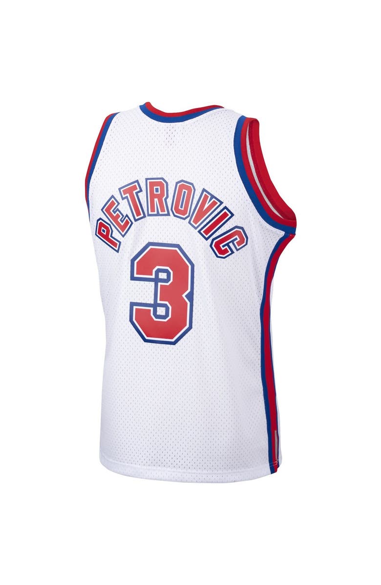 Mitchell & Ness Men's Mitchell & Ness Drazen Petrovic White New Jersey Nets Hardwood Classics Swingman Jersey, Alternate, color, 