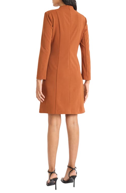Maggy London Long Sleeve Tuxedo Dress In Brown
