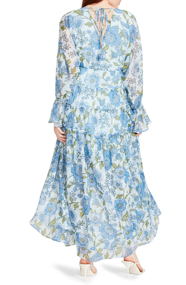 Steve Madden Sol Floral Long Sleeve High-Low Maxi Dress, Alternate, color, 