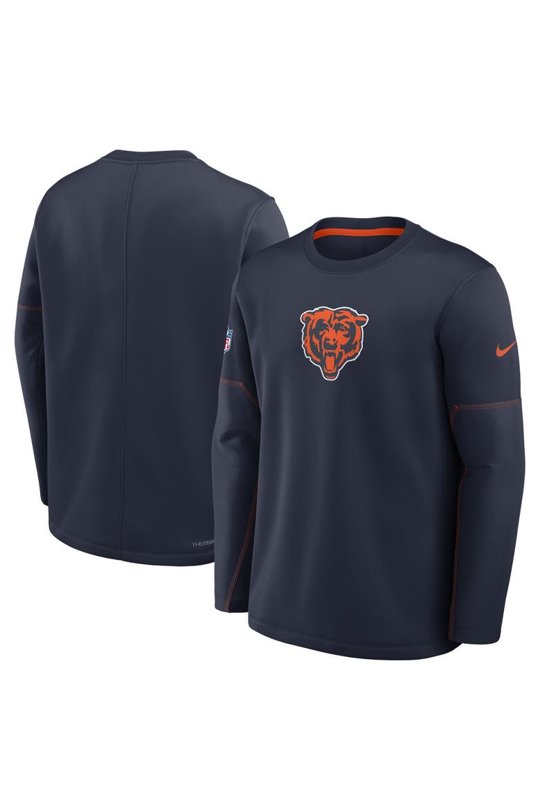 Men's Nike Navy Chicago Bears Sideline Coaches Team Present Midweight Therma-FIT Sweatshirt, Main, color, Navy