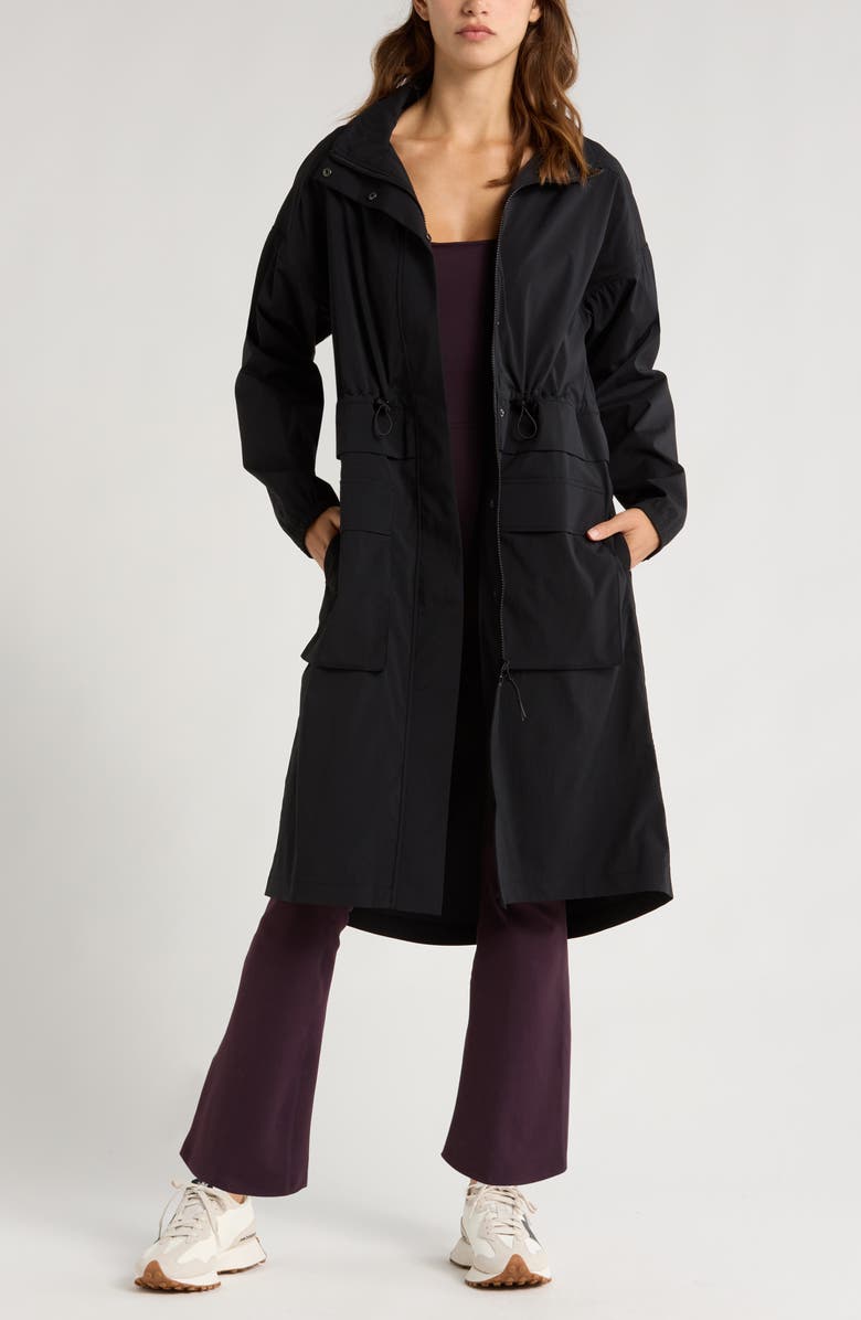 Zella Step Out Water Repellent Jacket with Stowaway Hood, Main, color, 