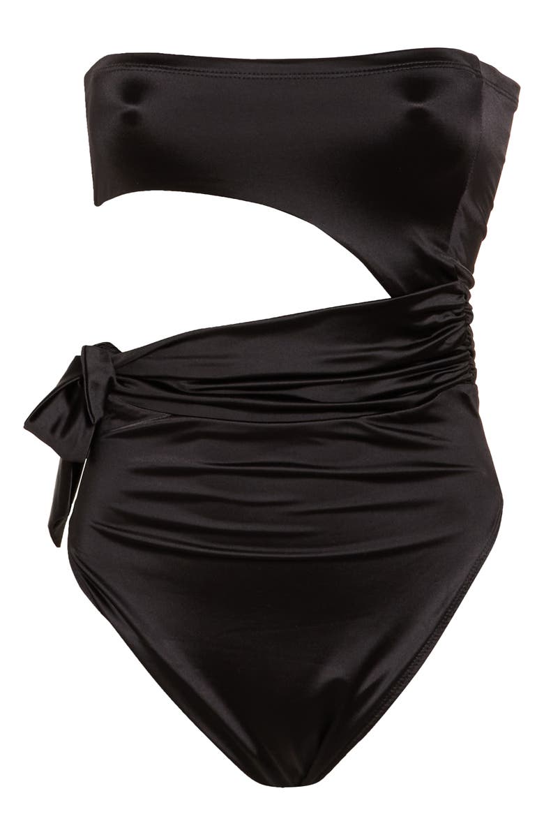 Good American Side Tie Cuout One-Piece Swimsuit, Alternate, color, Black001