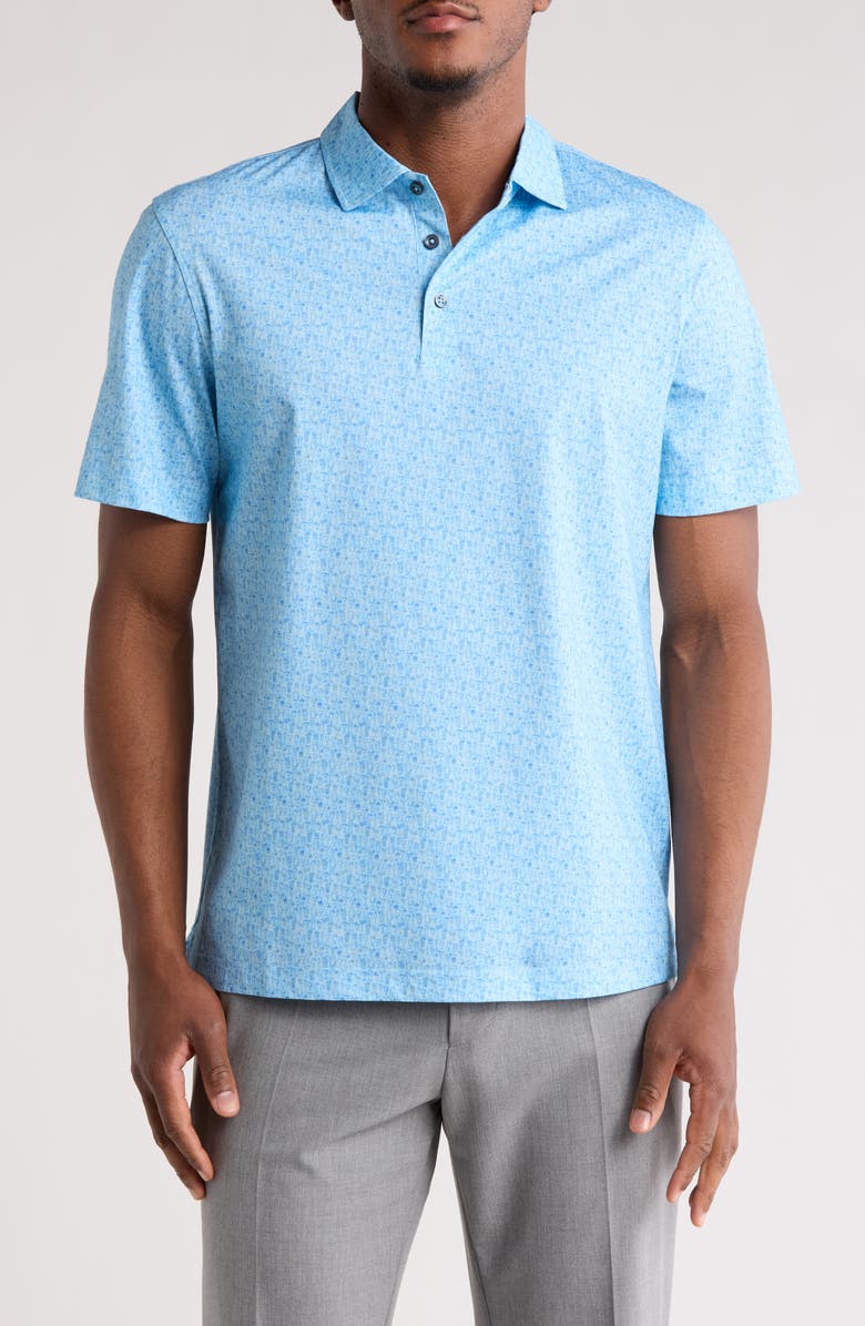 Bugatchi Short Sleeve Polo, Main, color, Aqua