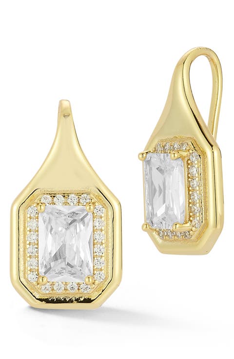 Emerald Cut Cubic Zirconia Drop Earrings