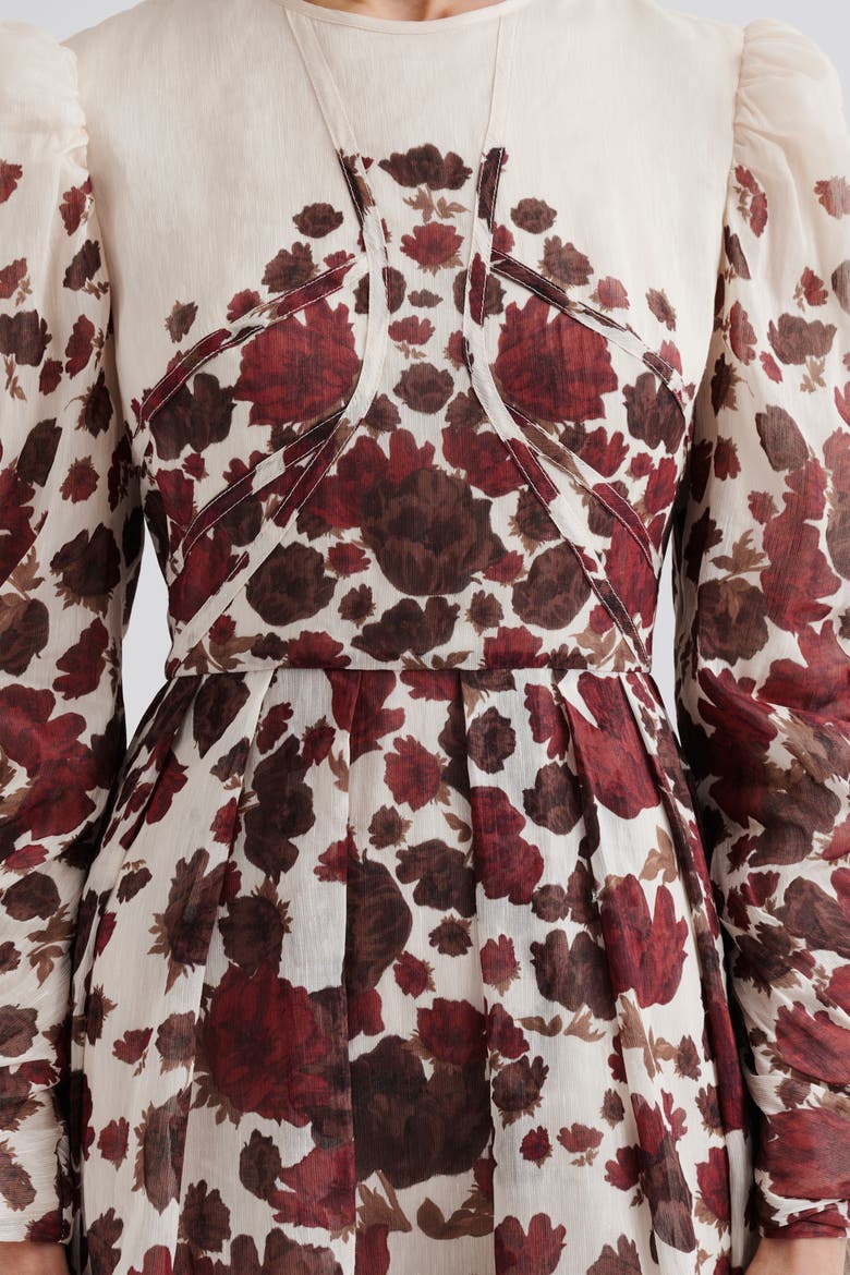 Leoni Silk Blend Midi Dress, Alternate, color, Wine Peony