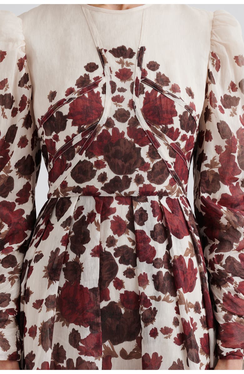 Malina Leoni Silk Blend Midi Dress, Alternate, color, Wine Peony