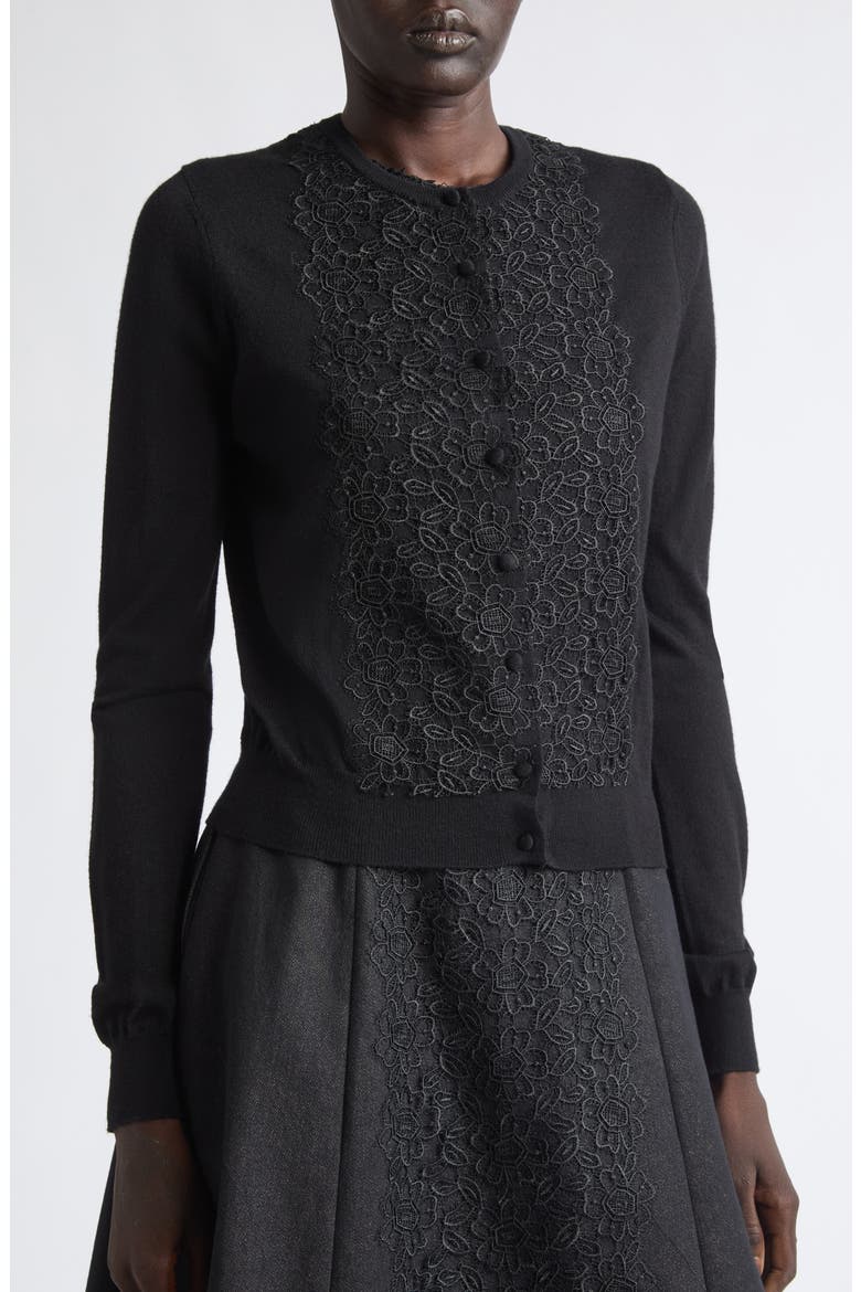 Floral Lace Cardigan, Alternate, color, BLACK