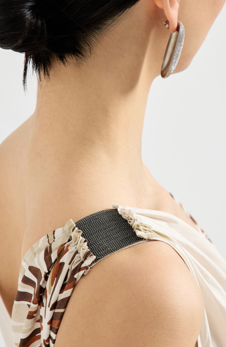 Brunello Cucinelli Bloom print poplin dress, Alternate, color, Beige