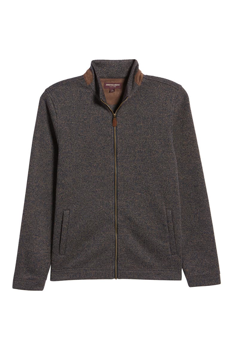 Full Zip Sweatshirt, Alternate, color, NAVY/ BROWN