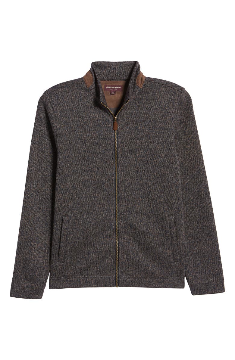 Johnston & Murphy Full Zip Sweatshirt, Alternate, color, Navy/ Brown