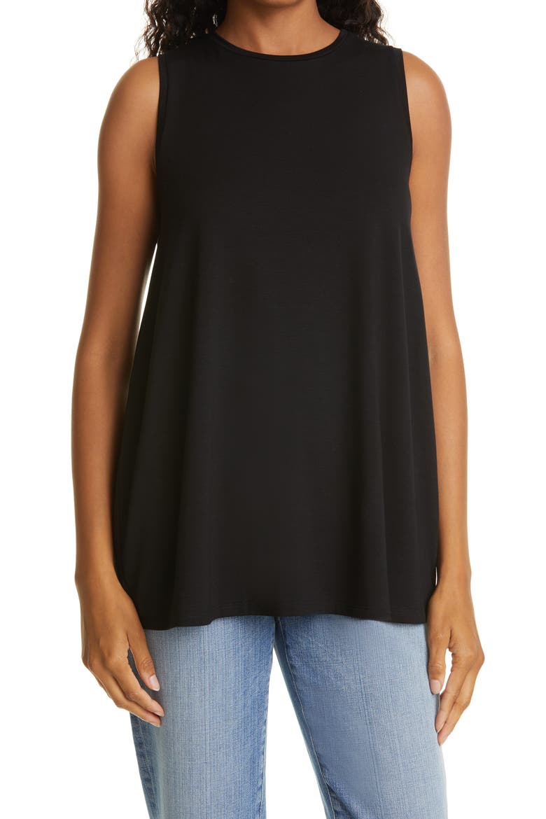 Crewneck Long Tank, Main, color, BLACK