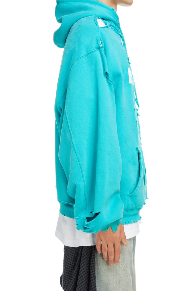 Logo Destroyed Hoodie, Alternate, color, TURQUOISE