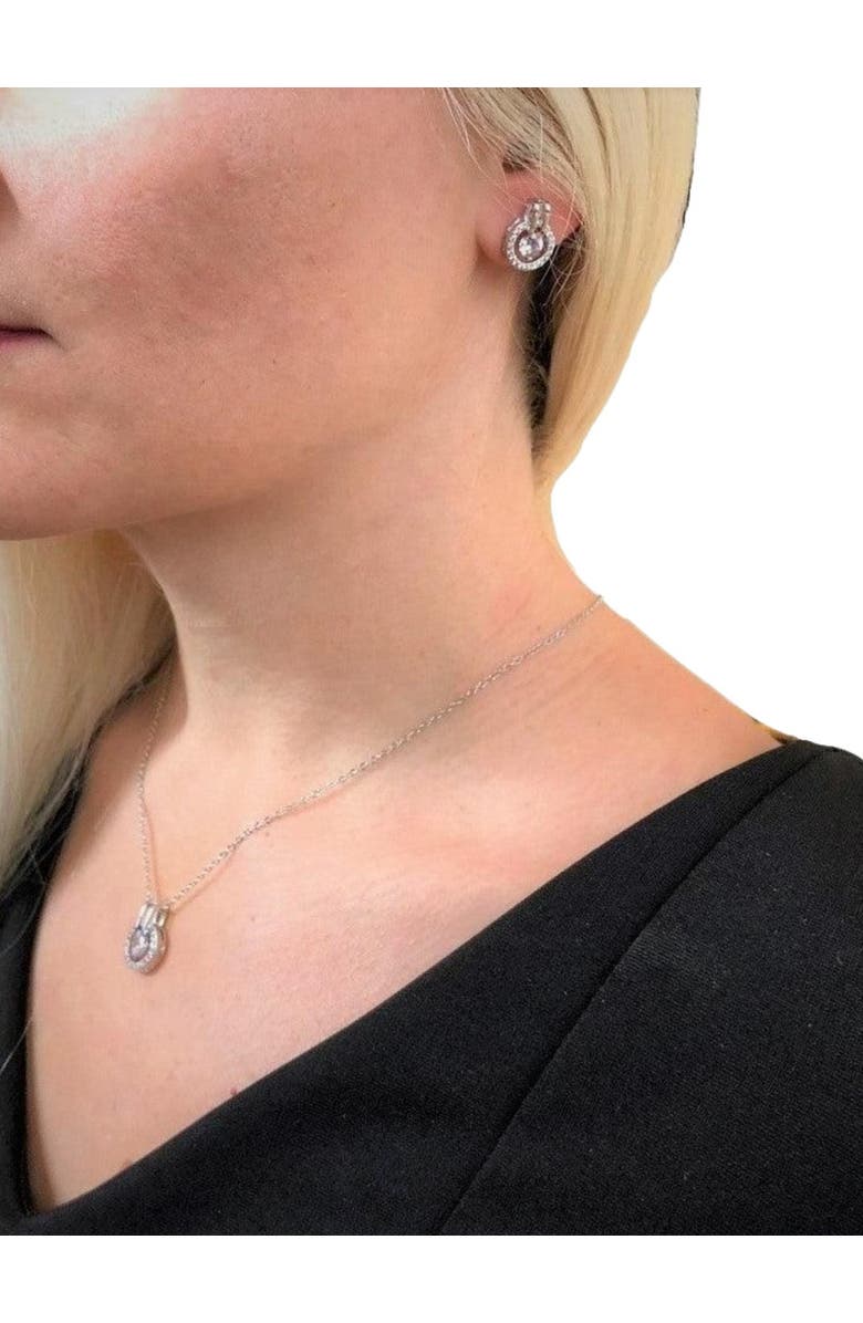 Hollywood Sensation Cubic Zirconia Necklace and Earring Set, Alternate, color, Silver