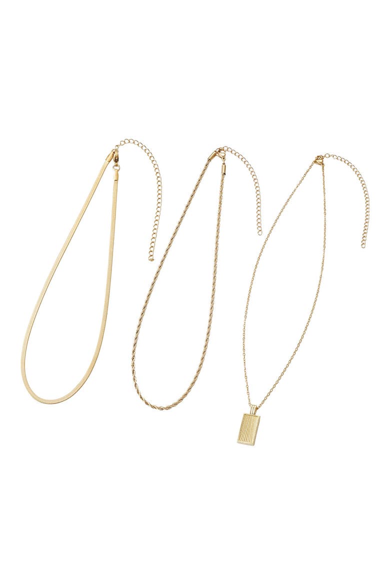 18K Gold Plated Mixed Chain & Pendant Necklace Set, Alternate, color, GOLD