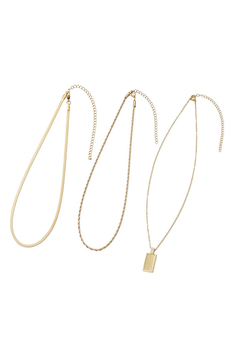 Adornia 18K Gold Plated Mixed Chain & Pendant Necklace Set, Alternate, color, Gold