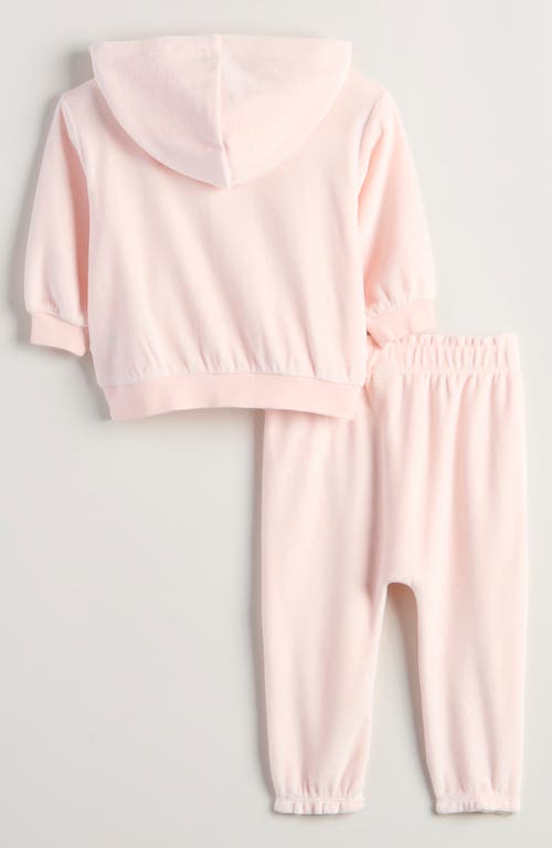 Tucker + Tate Bow Embroidered Velour Full Zip Hoodie & Joggers Set In Pink