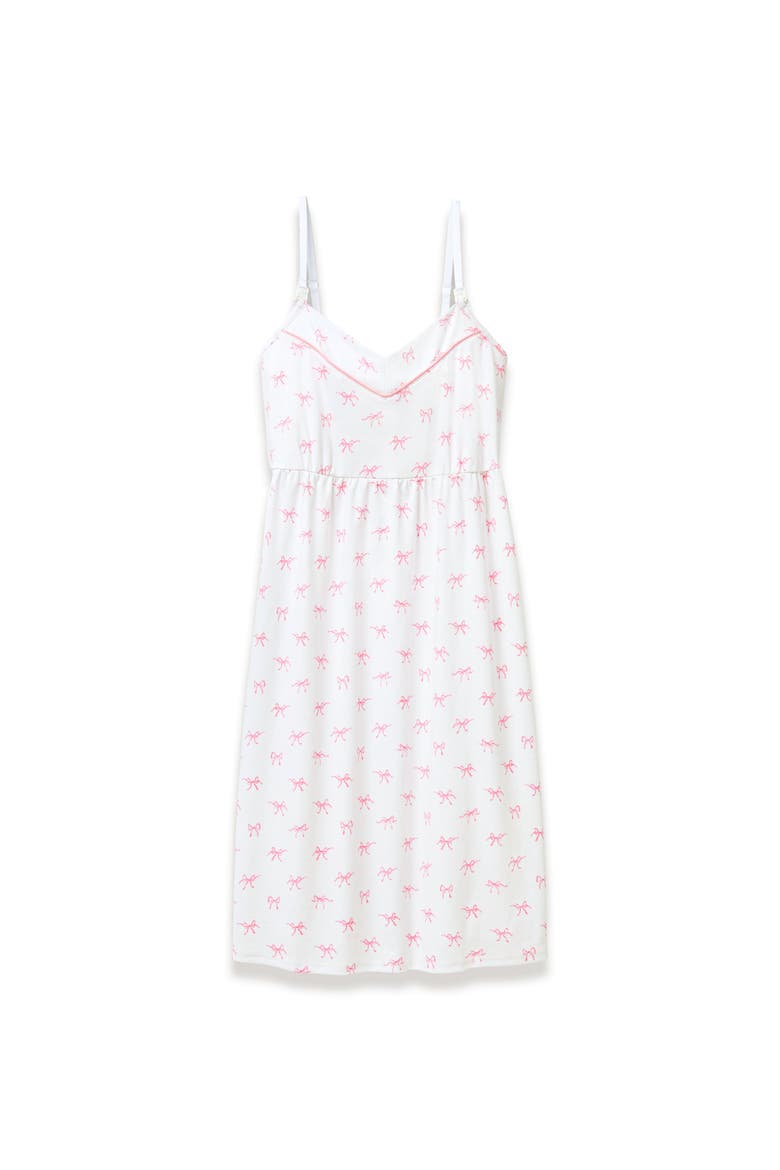 Pima Cotton Maternity Nightgown in Blushing Bows, Main, color, White