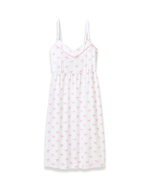 Pima Cotton Maternity Nightgown in Blushing Bows