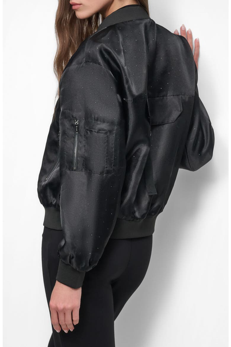 Oversize Organza Bomber Jacket, Alternate, color, BLACK
