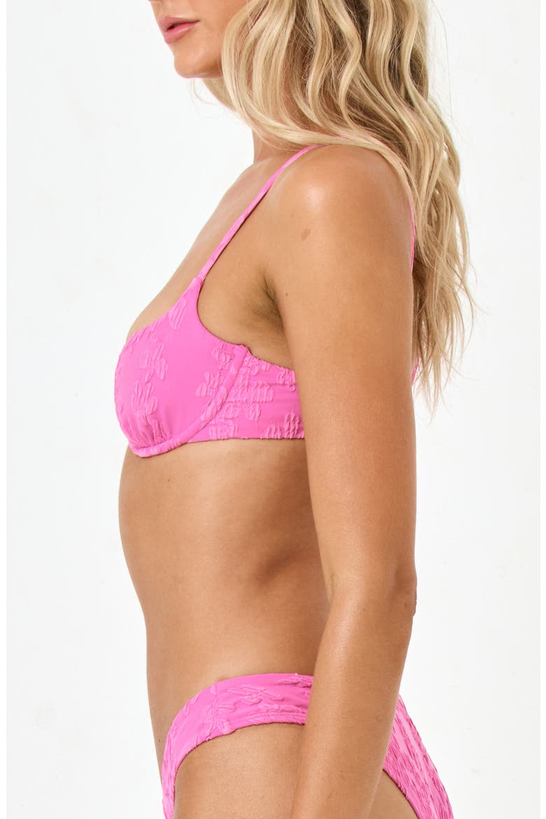 Belle Underwire Jacquard Bikini Top, Alternate, color, HOTTEST PINK