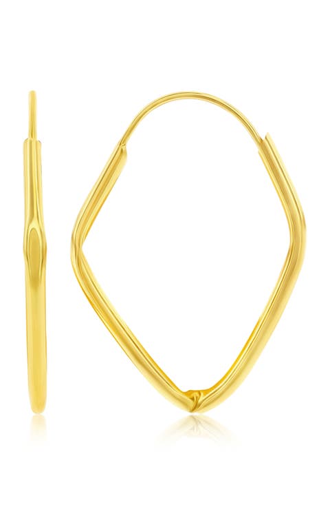 14K Yellow Gold Geometric Hoop Earrings