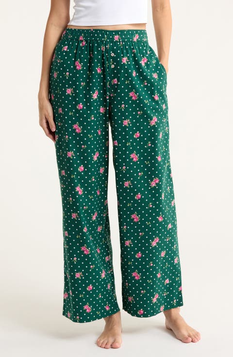Print Flannel Boxer Pajama Pants