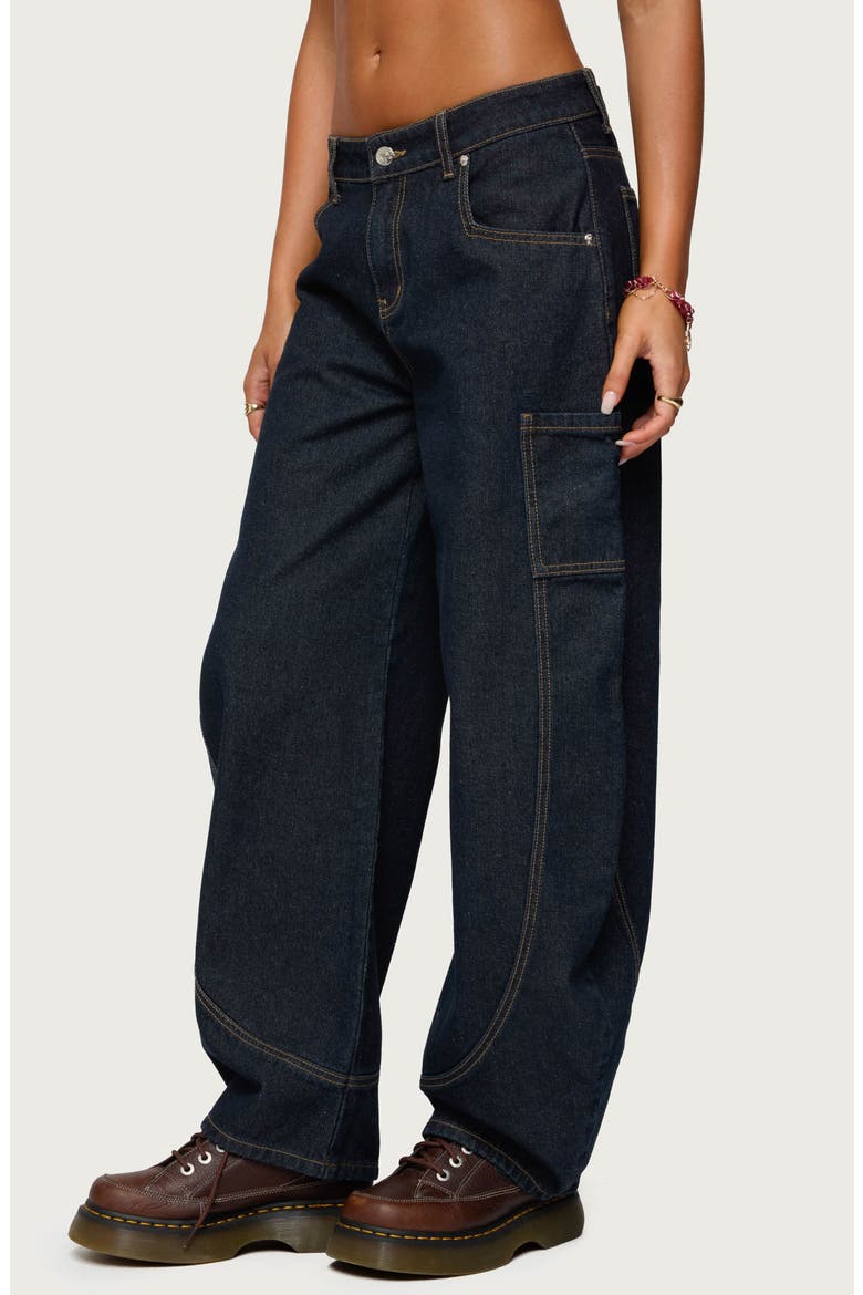 Aden Low Rise Barrel Leg Jeans, Alternate, color, DARK-BLUE