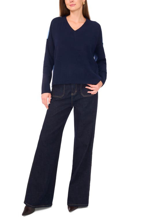 Vince Camuto Contrast High-low Sweater In Blue