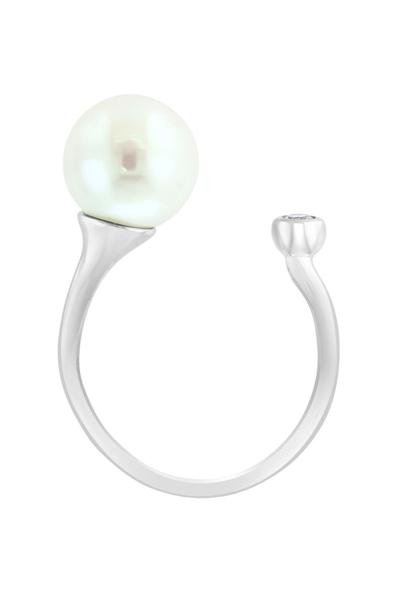 Freshwater Pearl & White Topaz Split Band Ring, Alternate, color, WHITE