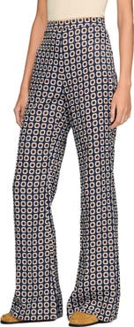 SANDRO Floral-print floaty trousers