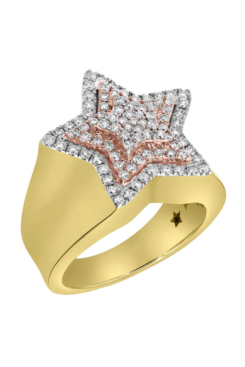 Star Studded Bling 14K Yellow Gold Two Tone  Star Ring - 1.91 Ct, Alternate, color, 14K Yellow Gold