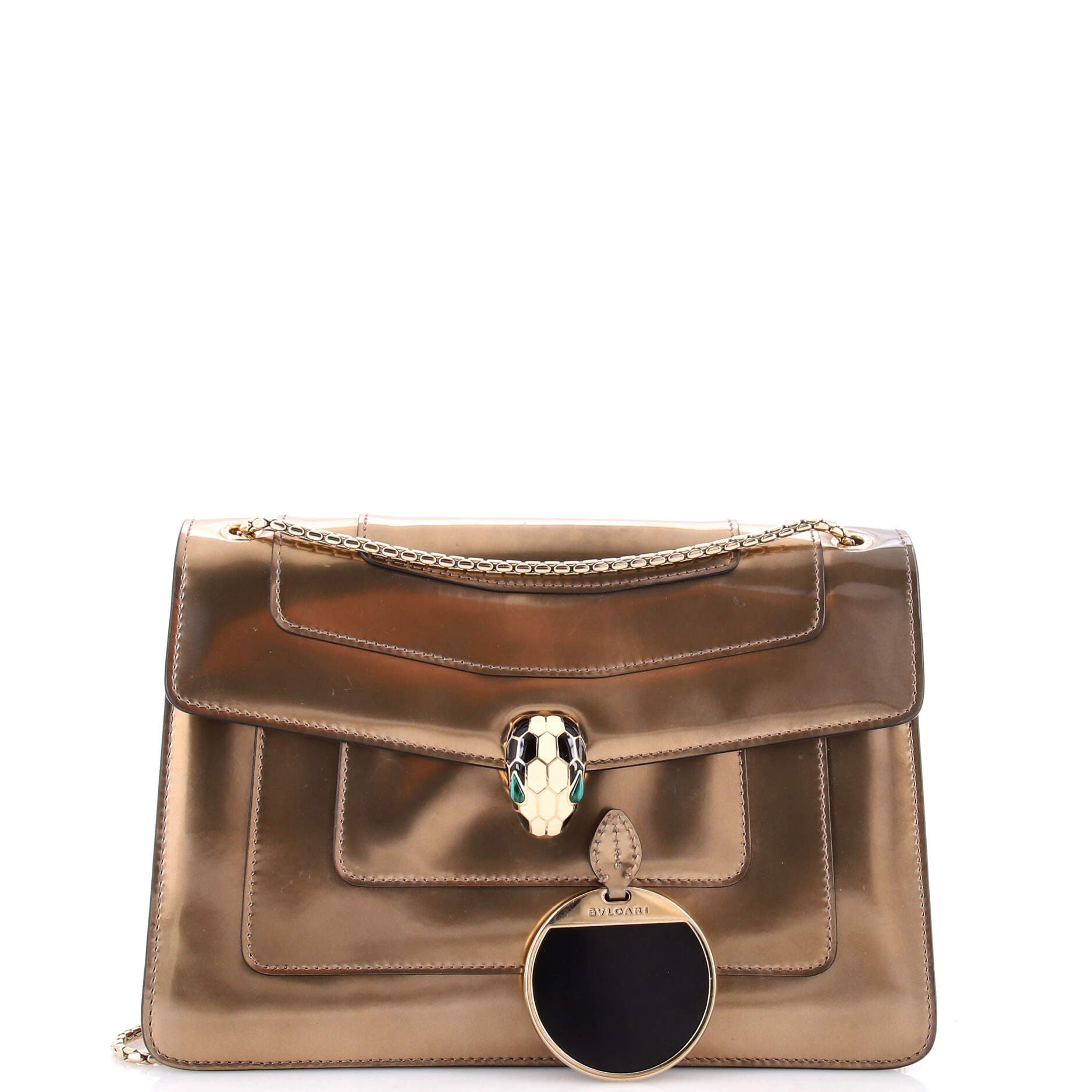 Serpenti Forever Shoulder Bag Patent Medium, Alternate, color, Metallic Gold