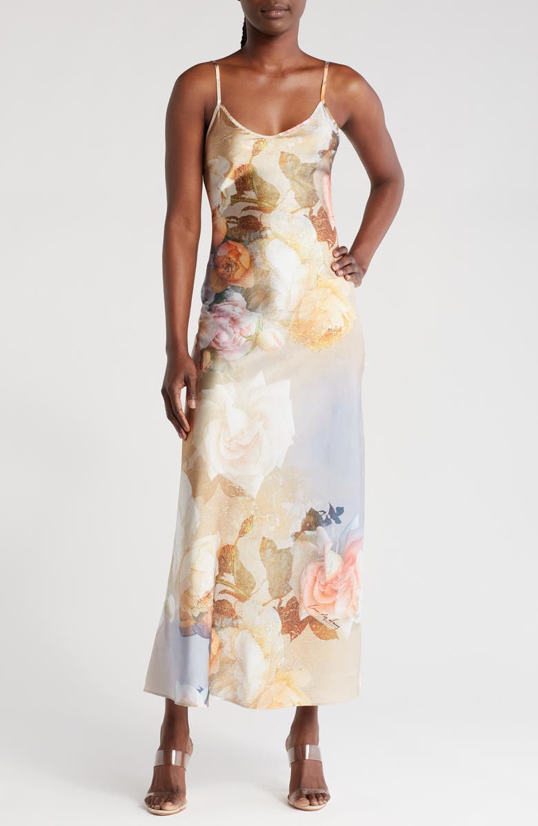 AllSaints Bryony Rosalia Satin Slipdress, Main, color, 