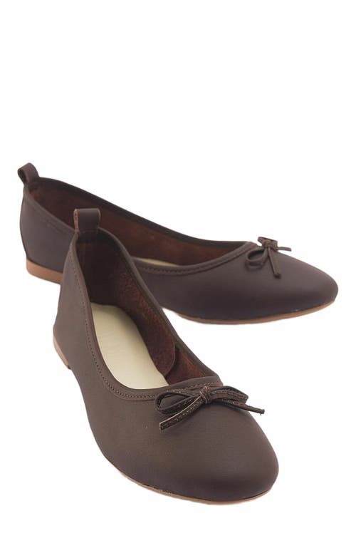 Forever & Always Shoes Florence Leather Ballerina Flats in Dark Brown Leather at Nordstrom, Size 5.5