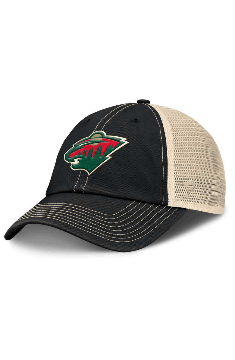 FANATICS Men's Fanatics Black/Natural Minnesota Wild Rival Trucker Adjustable Hat, Main, color, Black