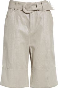 Cinq à Sept Vassi Belted Linen & Cotton Cuffed Shorts