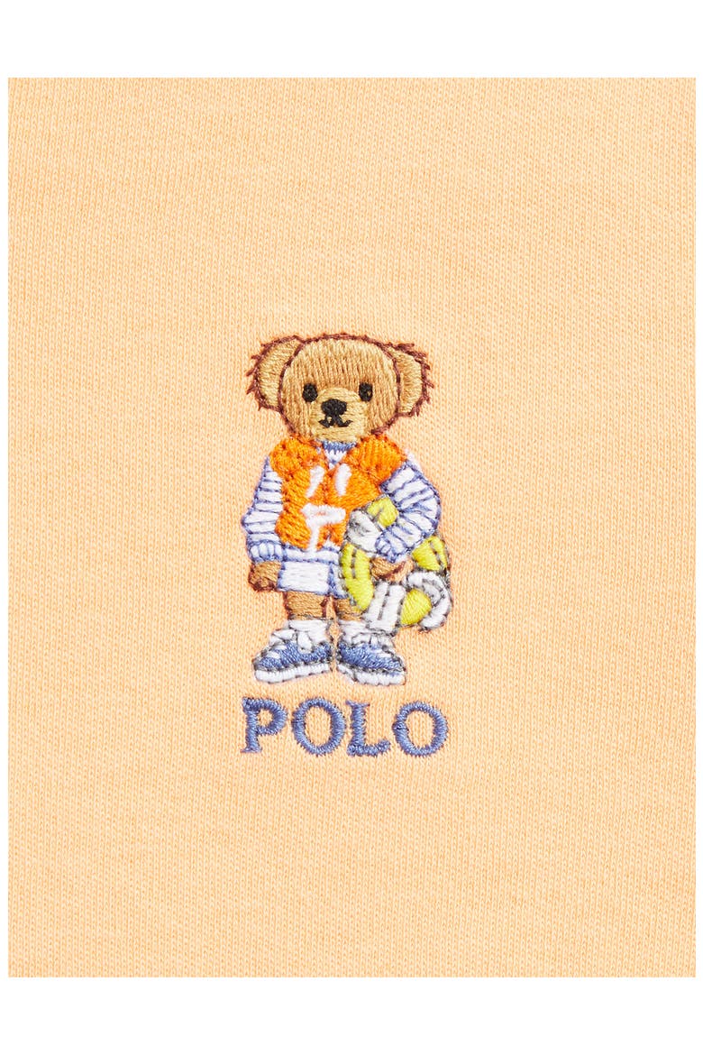 Embroidered Cotton Henley T-Shirt & Stripe Shorts Set, Alternate, color, SOFT CREAMSICLE